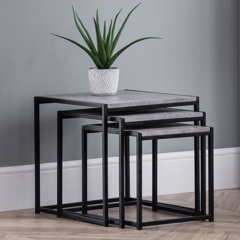 Staten Concrete Effect Top Nest Of 3 Tables by Lavishway | Nest of Tables-60807