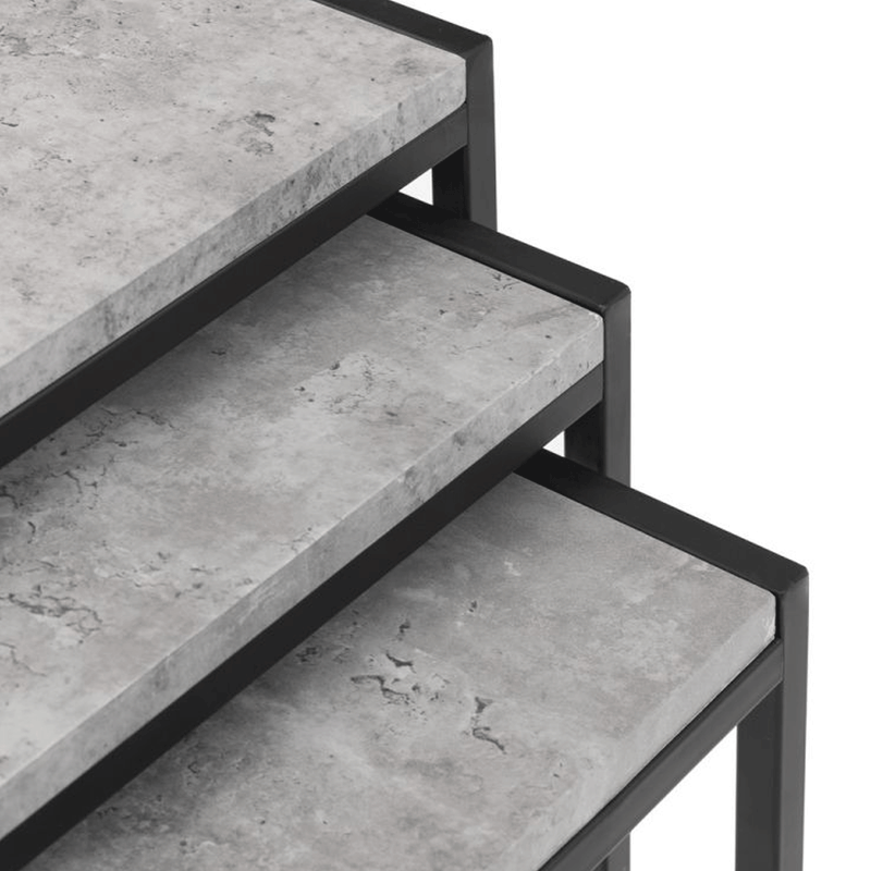 Staten Concrete Effect Top Nest Of 3 Tables by Lavishway | Nest of Tables-60811