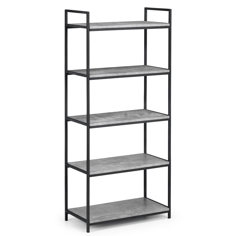 Staten Concrete Effect Top Tall Bookcase by Lavishway | Book Shelves and Cabinets-60771