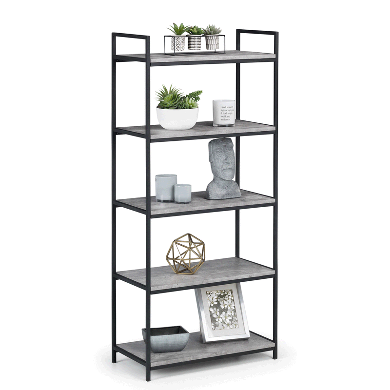 Staten Concrete Effect Top Tall Bookcase by Lavishway | Book Shelves and Cabinets-60770