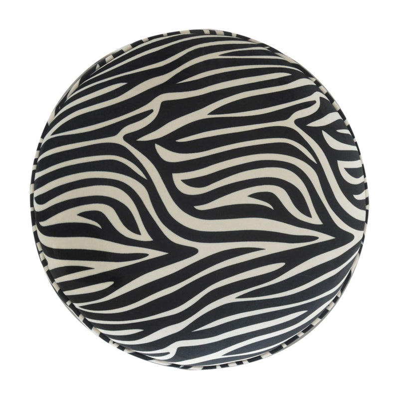 Stellar Zebra Printed Velvet Footstool by Lavishway | Footstool-51709