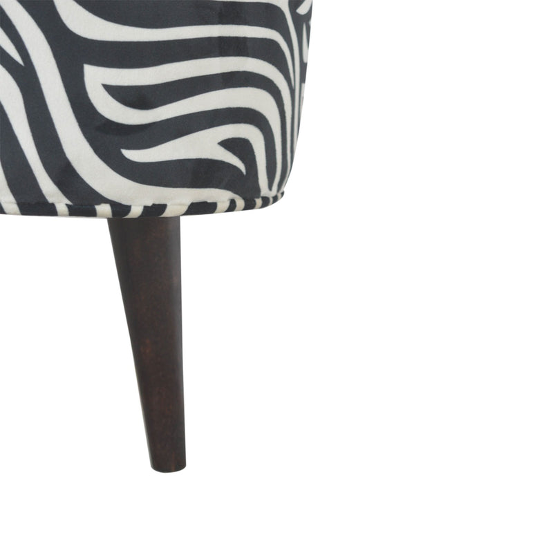 Stellar Zebra Printed Velvet Footstool by Lavishway | Footstool-51708