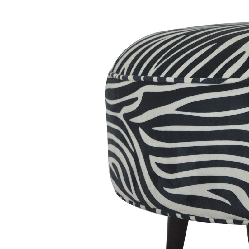Stellar Zebra Printed Velvet Footstool by Lavishway | Footstool-51707