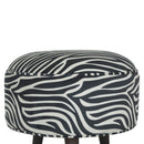 Stellar Zebra Printed Velvet Footstool by Lavishway | Footstool-51706