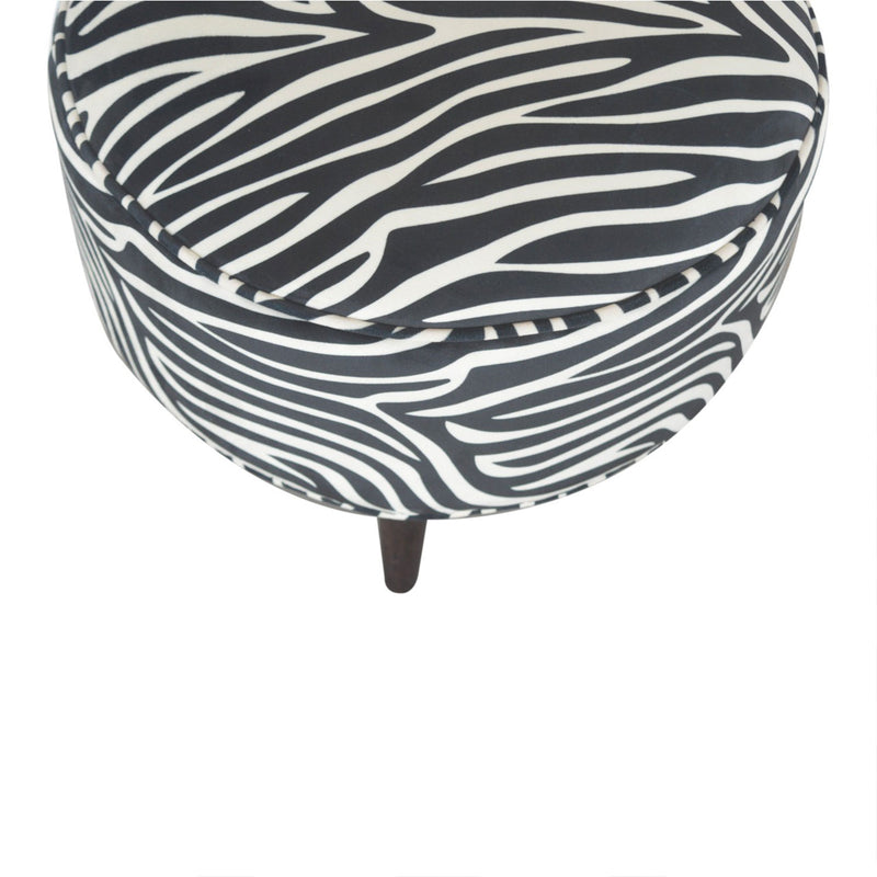 Stellar Zebra Printed Velvet Footstool by Lavishway | Footstool-51705
