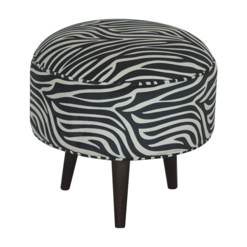 Stellar Zebra Printed Velvet Footstool by Lavishway | Footstool-51703