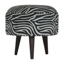 Stellar Zebra Printed Velvet Footstool by Lavishway | Footstool-51704