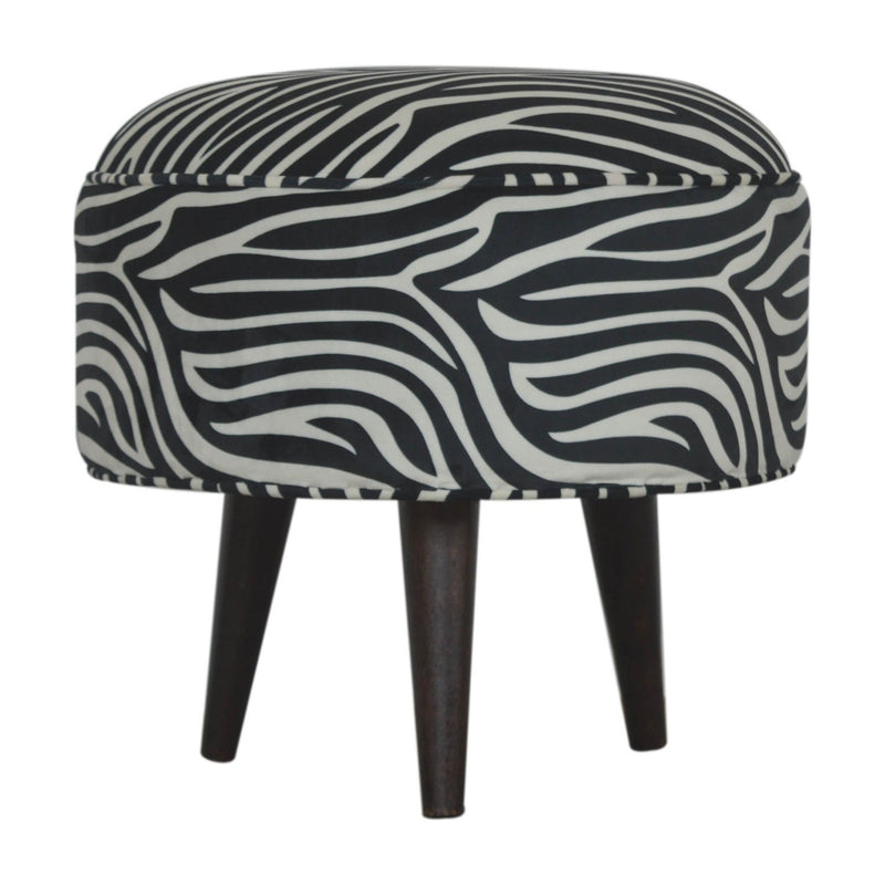 Stellar Zebra Printed Velvet Footstool by Lavishway | Footstool-51704