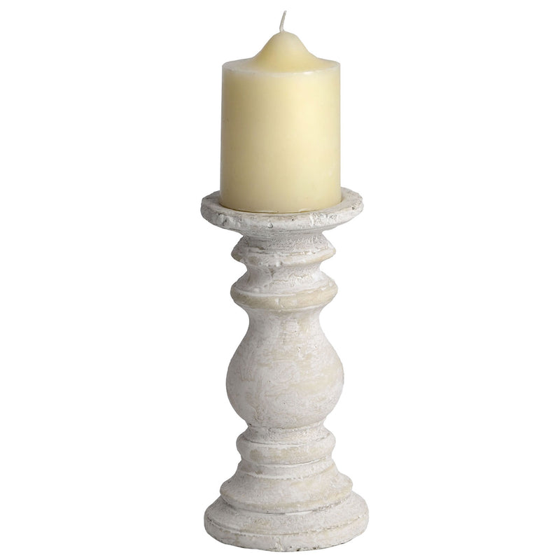 Stone Turned Crea Finish Candle holder by Lavishway | Candle Holders-50711