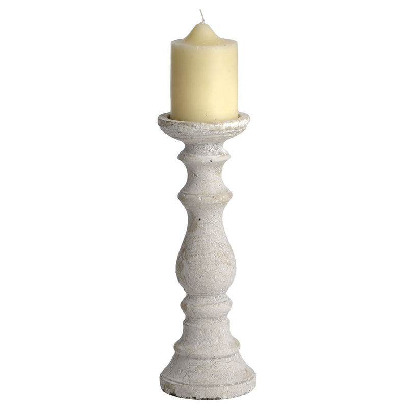 Stone Turned Crea Finish Candle holder by Lavishway | Candle Holders-50712