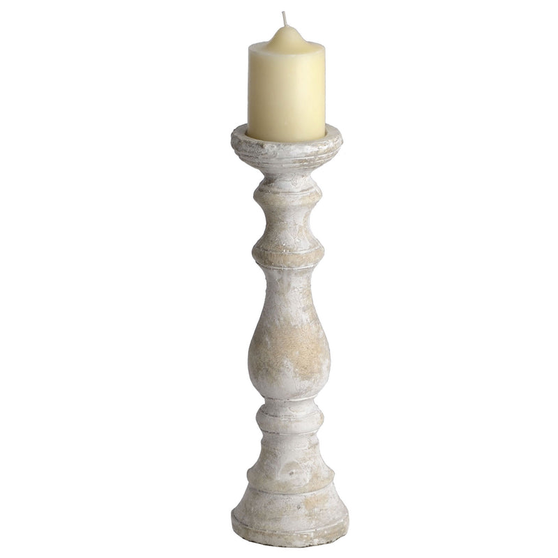Stone Turned Crea Finish Candle holder by Lavishway | Candle Holders-50713