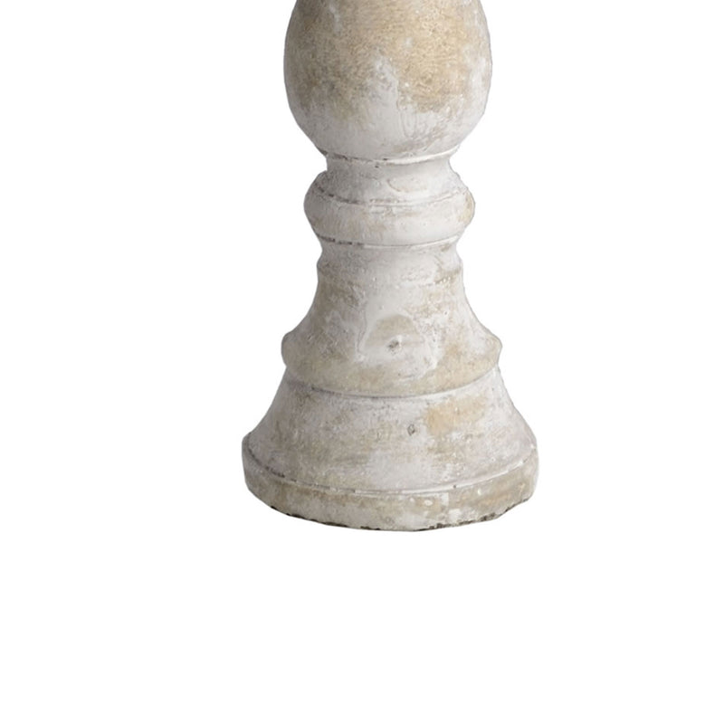 Stone Turned Crea Finish Candle holder by Lavishway | Candle Holders-50715