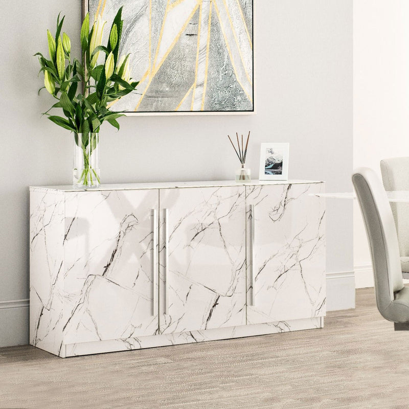 Storm 3 Doors White Finish Sideboard by Lavishway | Sideboards-23706