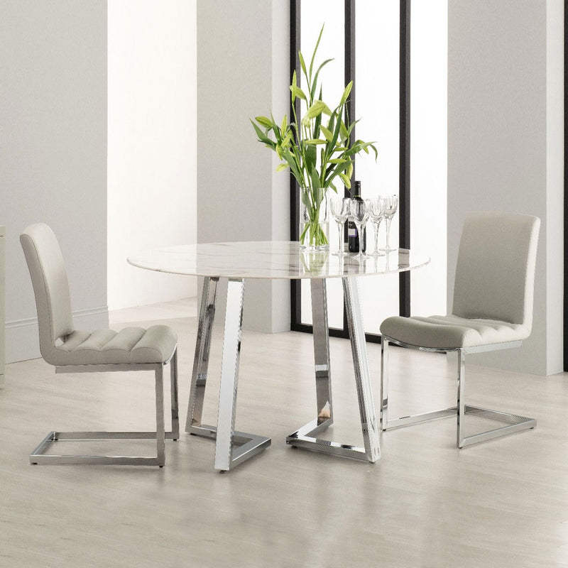 Storm White Marble Round Dining Table by Lavishway | Dining Tables-23733