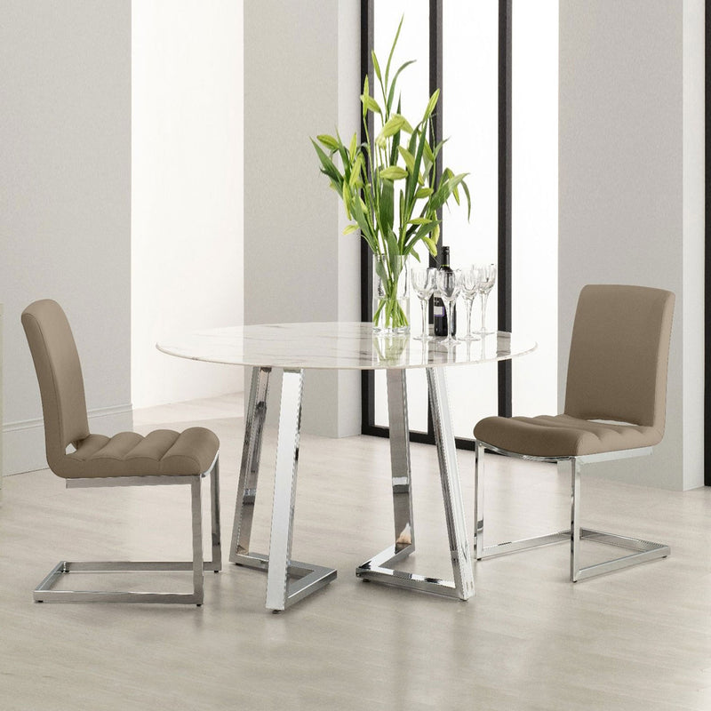 Storm White Marble Round Dining Table by Lavishway | Dining Tables-23738
