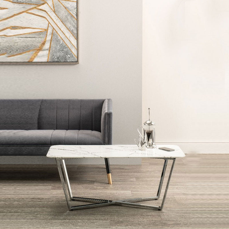 Storm Marble Coffee Table With Steel Frame by Lavishway | Coffee Tables-23697