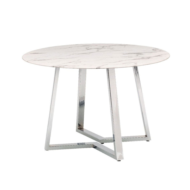 Storm White Marble Round Dining Table by Lavishway | Dining Tables-23734