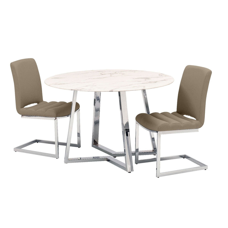 Storm White Marble Round Dining Table by Lavishway | Dining Tables-23736