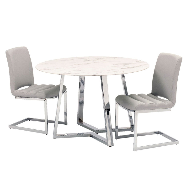 Storm White Marble Round Dining Table by Lavishway | Dining Tables-23735