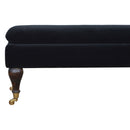 Sumba Black Velvet Bench Castor Legs by Lavishway | Benches & Storage Benches-22499