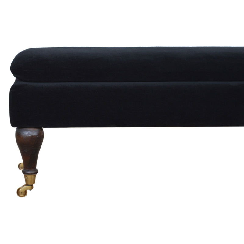 Sumba Black Velvet Bench Castor Legs by Lavishway | Benches & Storage Benches-22499
