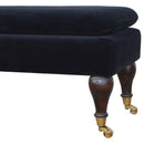 Sumba Black Velvet Bench Castor Legs by Lavishway | Benches & Storage Benches-22496