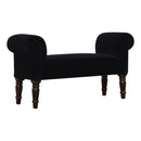 Sumba Black Velvet Bench With Curved Arms by Lavishway | Benches & Storage Benches-22501
