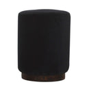 Sumba Black Velvet Wooden Base Footstool by Lavishway | Footstool-22463