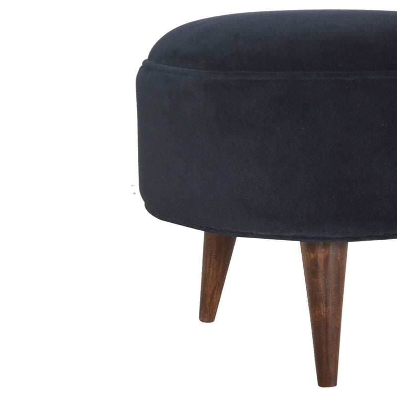 Sumba Black Velvet Nordic Style Footstool by Lavishway | Footstool-22451