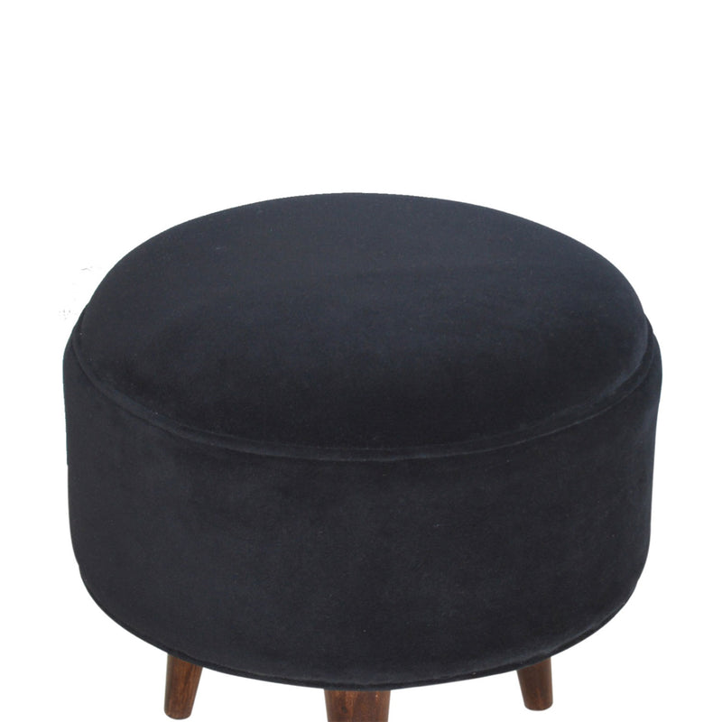 Sumba Black Velvet Nordic Style Footstool by Lavishway | Footstool-22449