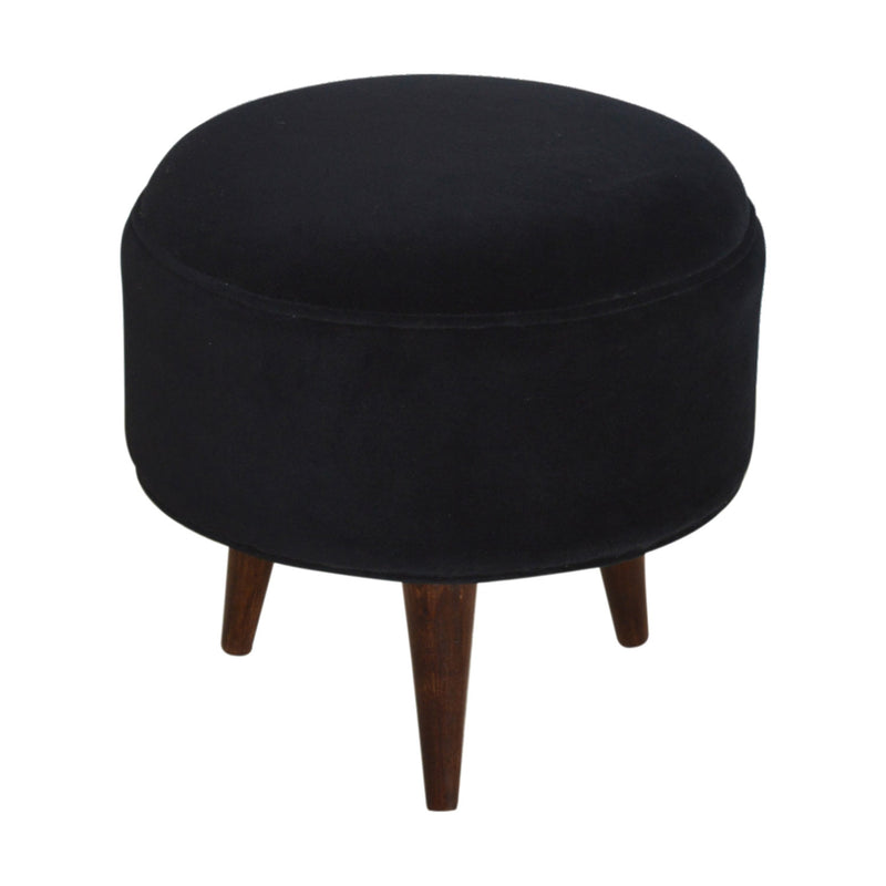 Sumba Black Velvet Nordic Style Footstool by Lavishway | Footstool-22447