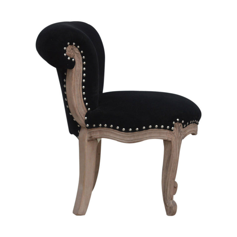 Sumba Black Velvet Occasional Studded Chair by Lavishway | Bedroom Chairs-22417