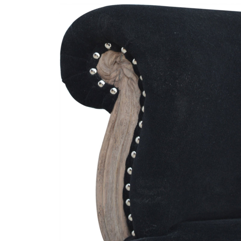 Sumba Black Velvet Occasional Studded Chair by Lavishway | Bedroom Chairs-22420