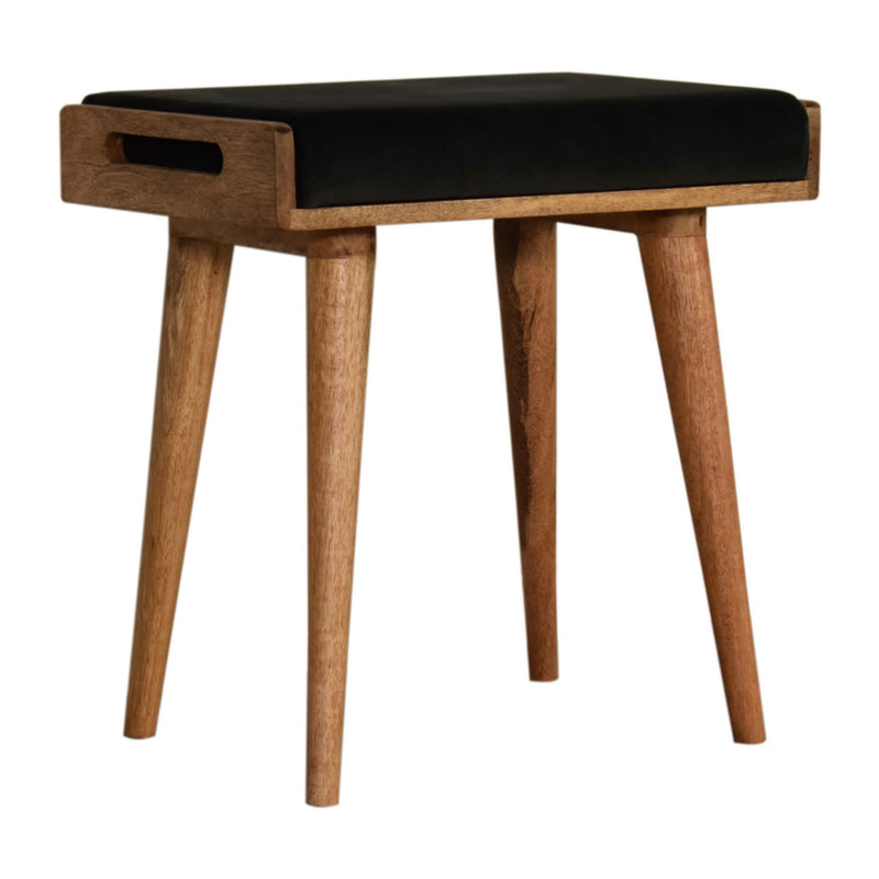 Sumba Black Velvet Tray Style Footstool by Lavishway | Footstool-22408