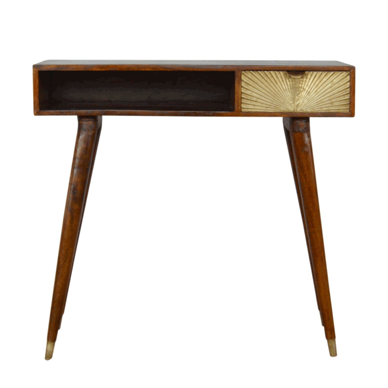 Binnel Gold Sunrise Pattern 1 Drawer Desk by Lavishway | Reclaimed Wood Desks-57081