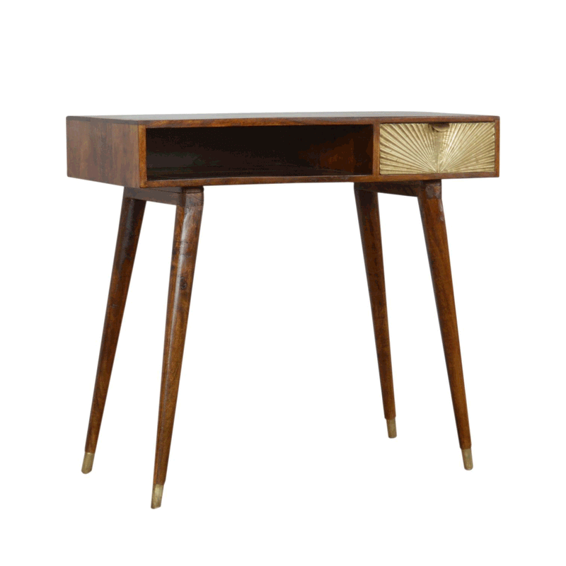 Binnel Gold Sunrise Pattern 1 Drawer Desk by Lavishway | Reclaimed Wood Desks-57080