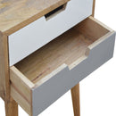 Swindon Grey & White 2 Drawers Bedside Table by Lavishway | Bedside Tables-59642