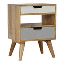 Swindon Grey & White 2 Drawers Bedside Table by Lavishway | Bedside Tables-59610