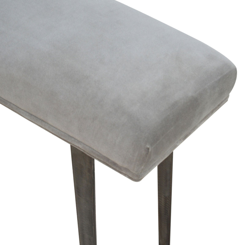 Swindon Industrial Style Grey Velvet Bench by Lavishway | Benches & Storage Benches-59450