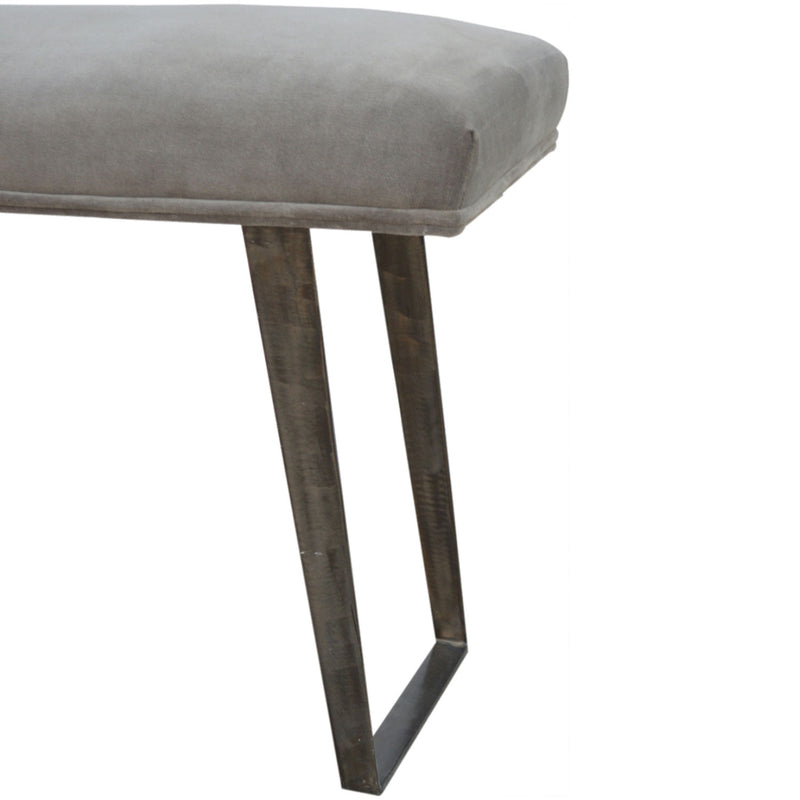Swindon Industrial Style Grey Velvet Bench by Lavishway | Benches & Storage Benches-59449