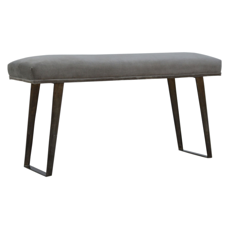 Swindon Industrial Style Grey Velvet Bench by Lavishway | Benches & Storage Benches-59446