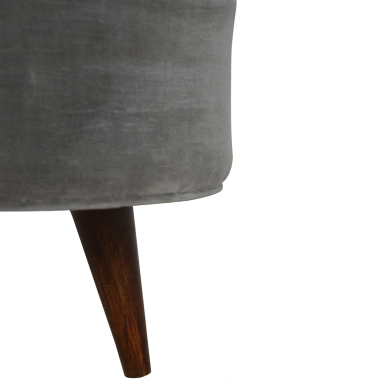 Swindon Nordic Style Grey Velvet Footstool by Lavishway | Footstool-59436