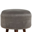 Swindon Nordic Style Grey Velvet Footstool by Lavishway | Footstool-59432
