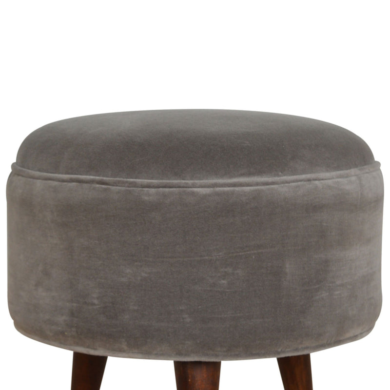 Swindon Nordic Style Grey Velvet Footstool by Lavishway | Footstool-59432