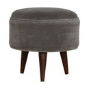 Swindon Nordic Style Grey Velvet Footstool by Lavishway | Footstool-59430