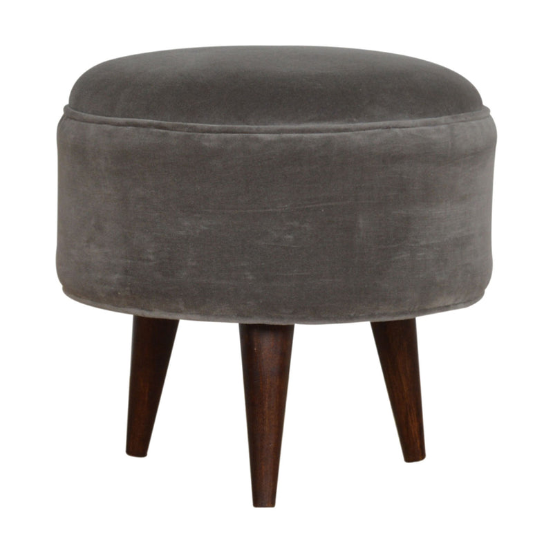Swindon Nordic Style Grey Velvet Footstool by Lavishway | Footstool-59430