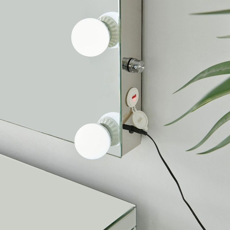 Tabletop White Makeup Mirror With Lights by Lavishway | Table Mirrors-23677