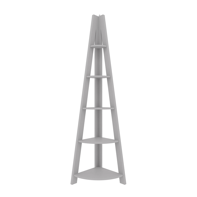 Tiva Corner Grey Ladder Shelving by Lavishway | Book Shelves and Cabinets-49747