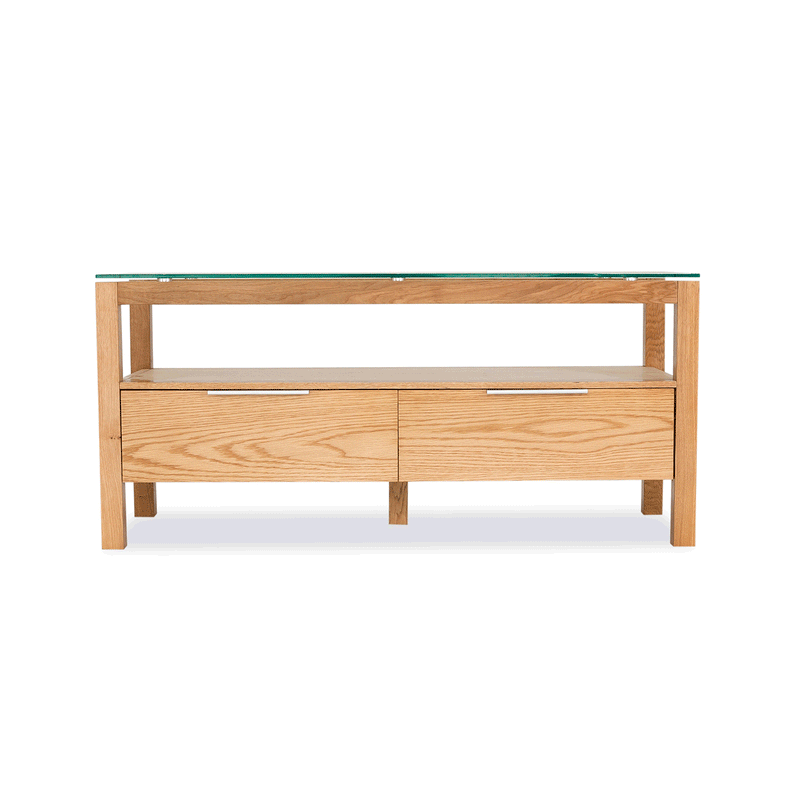 Tribeca Oak & Glass Top 2 Drawers TV Unit by Lavishway | TV Units Cabinets-49857