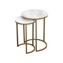 Talora White Marble Top Nest Of 2 Tables by Lavishway | Nest of Tables-23006